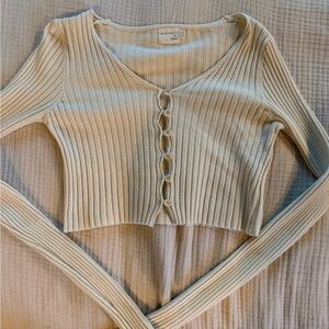 Urban outfitters Dreamers Cream Ribbed Knit Top